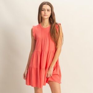 Flutter Sleeve Tiered Skirt Mini Dress